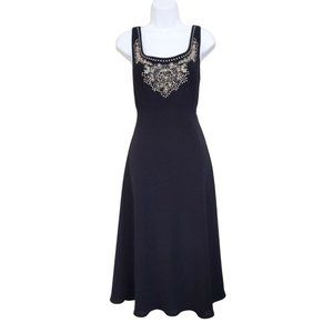 AGB Black fit & Flare sleeveless fully lined dress with embroidery detail size14